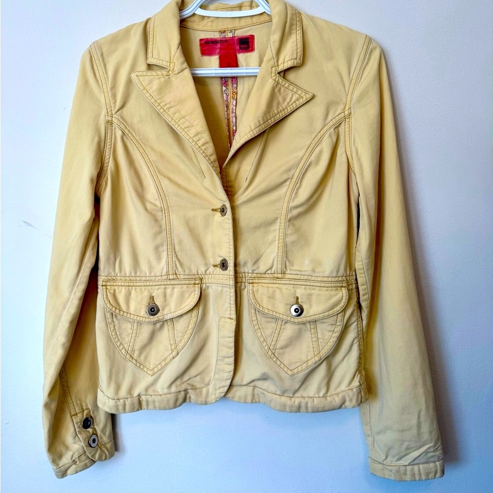 Butter Yellow Mossimo Blazer Jacket Women's Size Medium 100% Cotton Pastel